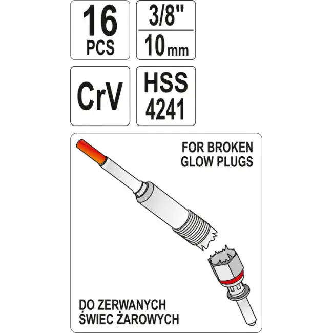 Set extractoare pt bujii rupte,3/8",16b YT-05342 - imagine 2