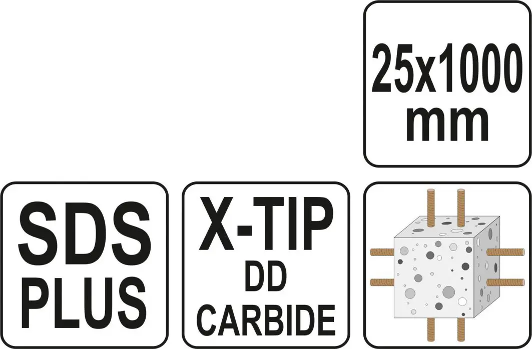 Burghiu sds+ varf x, 25x1000mm YT-41974 - imagine 5