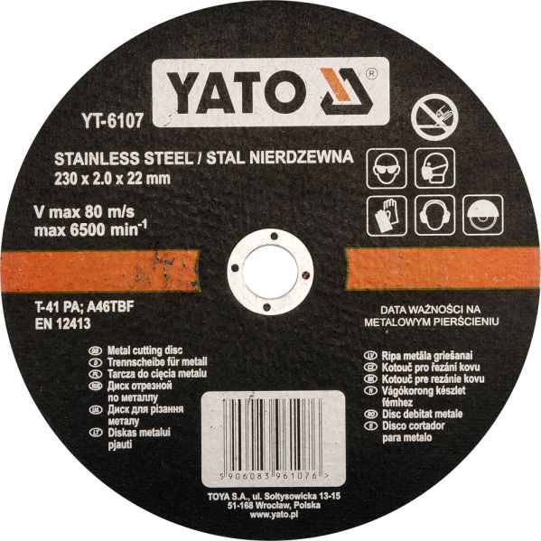 DISC TAIAT METAL/INOX 230X2X22MM YT-6107