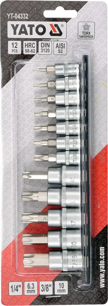 Set biti torx canelate 12 buc YT-04332 - imagine 2